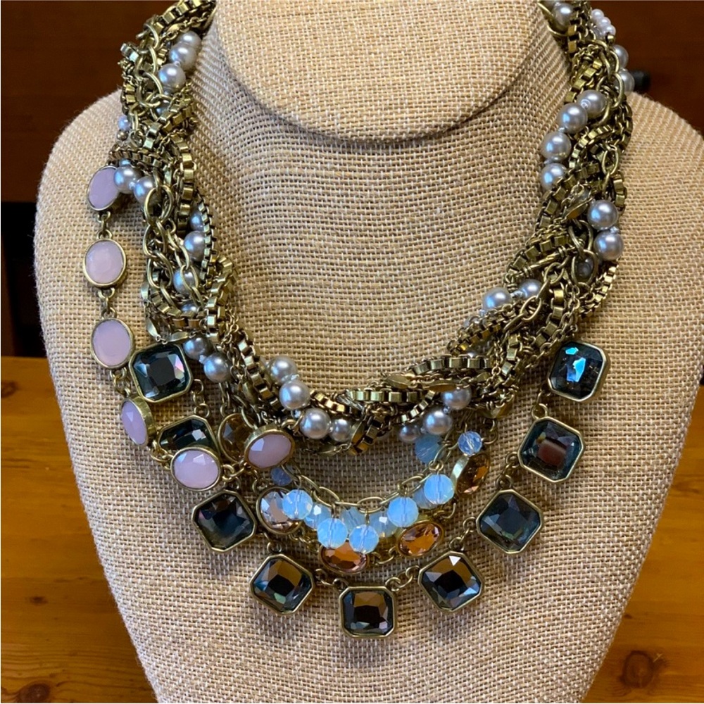 Chloe + Isabel Blush Black Crystal Brûlée Torsade Statement Necklace